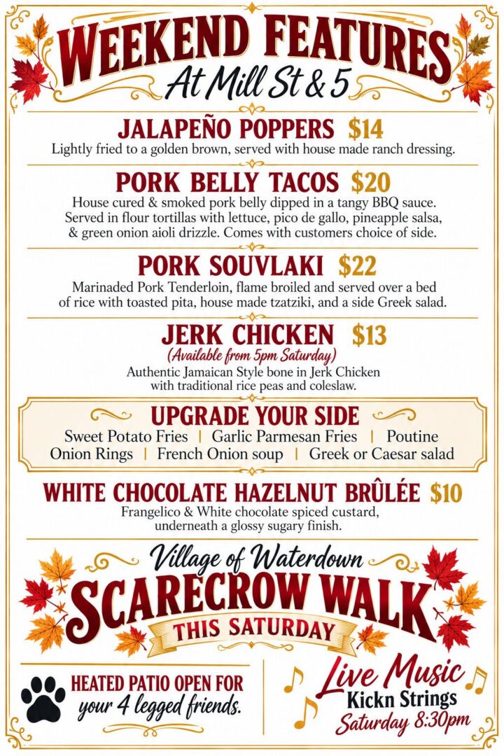 Autumn Weekend Features Menu Flyer