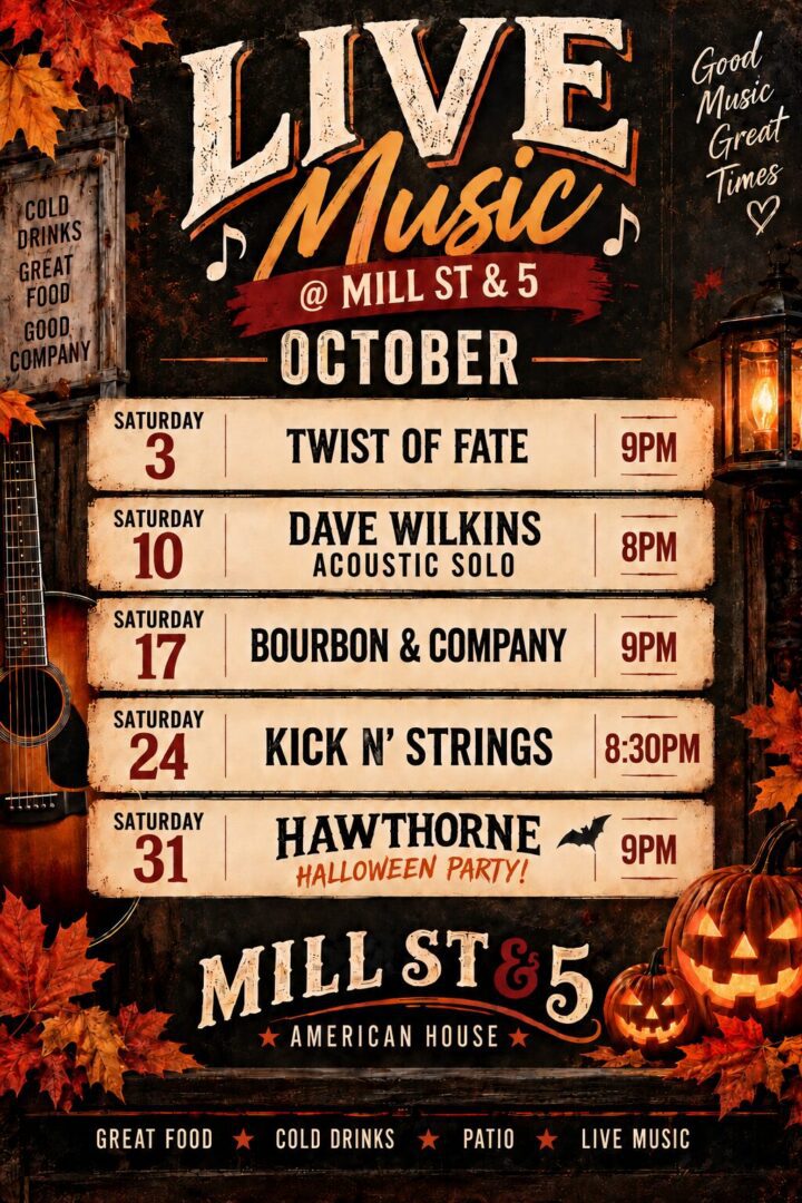 Vintage Halloween Live Music Schedule